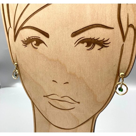 Vintage Minimalist Dangle Earrings, Gold Tone Twisted Hoop Drop with Shimmering - Picture 5 of 6